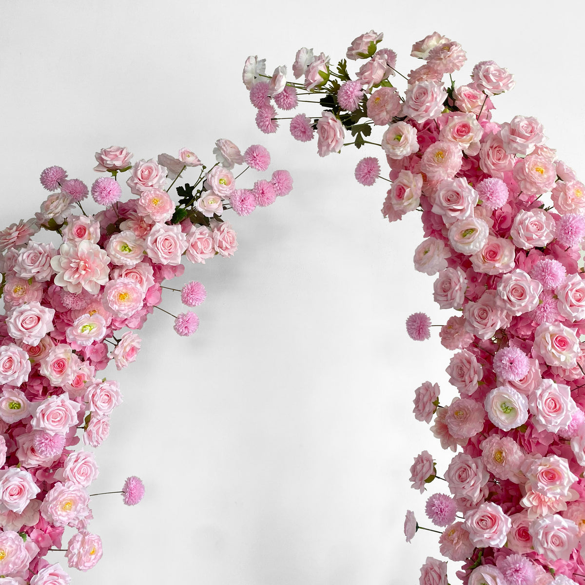 Aliflowers 3D Pink Rose Horns Arch – Wedding Ceremony Floral Backdrop for Indoor & Outdoor Events