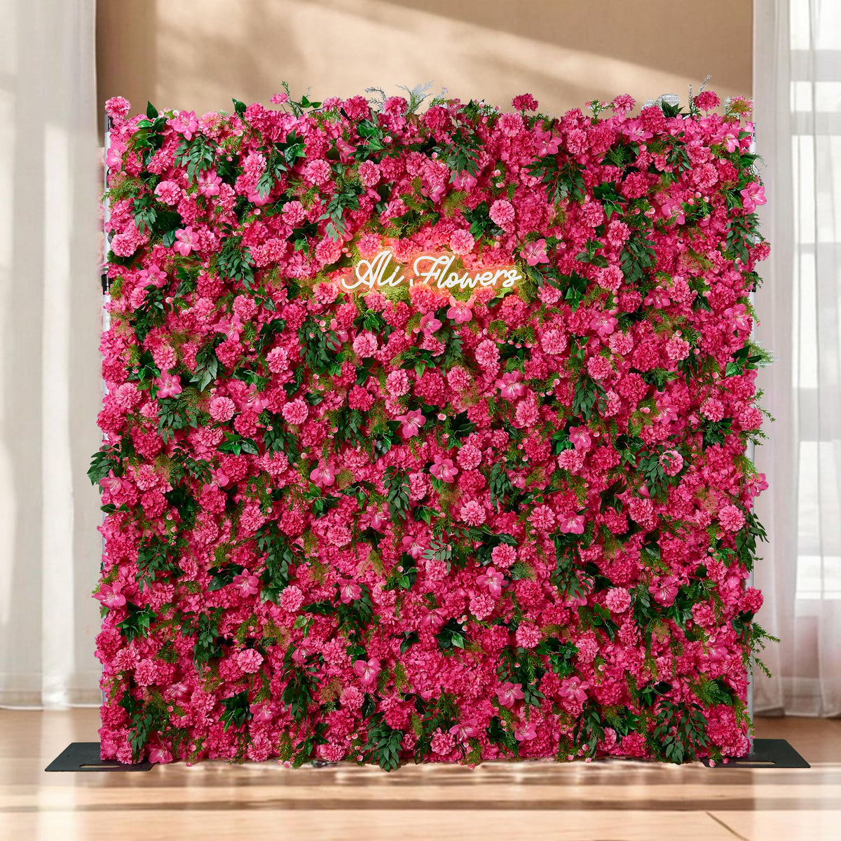 Aliflowers Pink Rose Peony Hydrangea Roller Cloth 5D Flower Wall Wedding Background Decoration ALFWL159