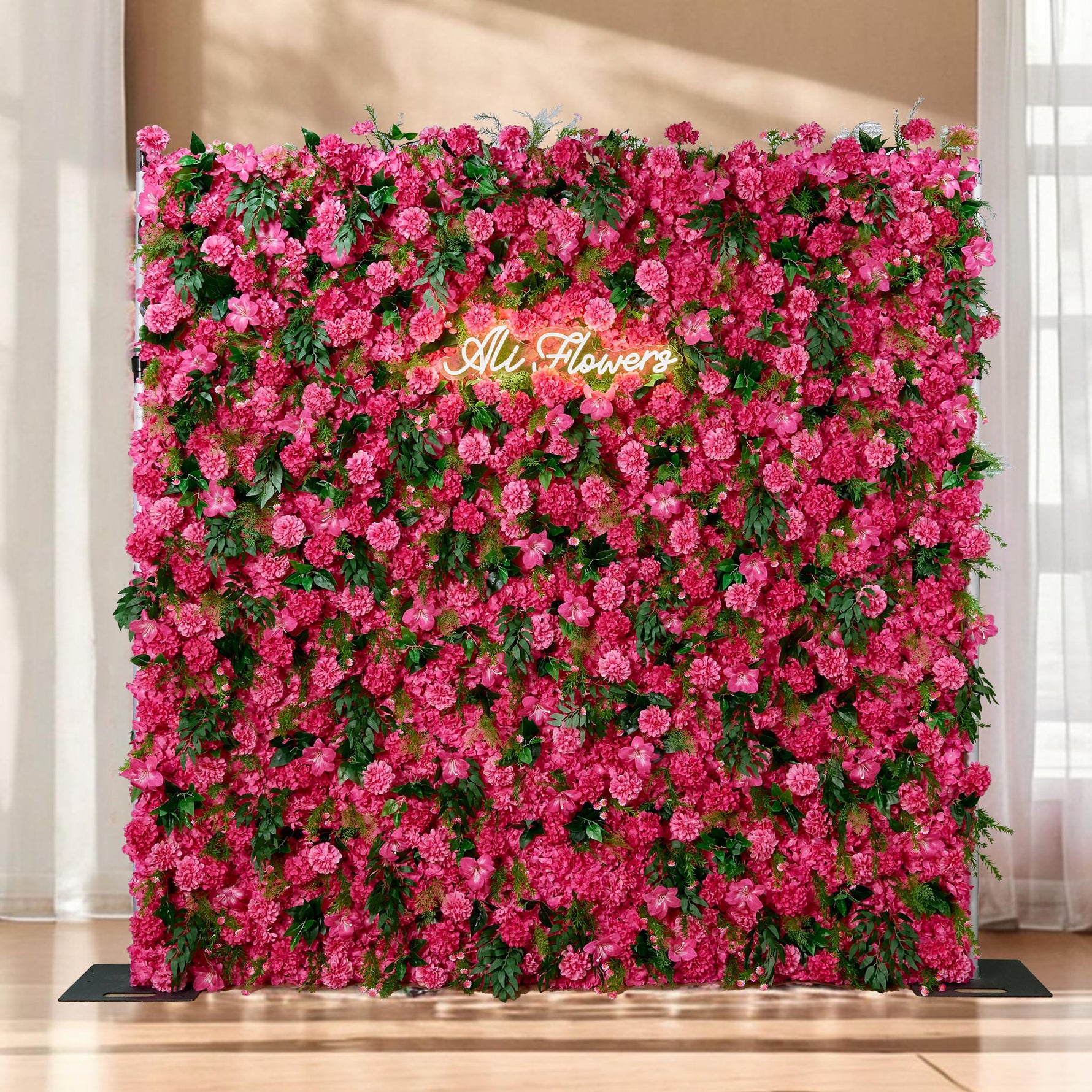 Aliflowers Pink Rose Peony Hydrangea Roller Cloth 5D Flower Wall Wedding Background Decoration ALFWL159