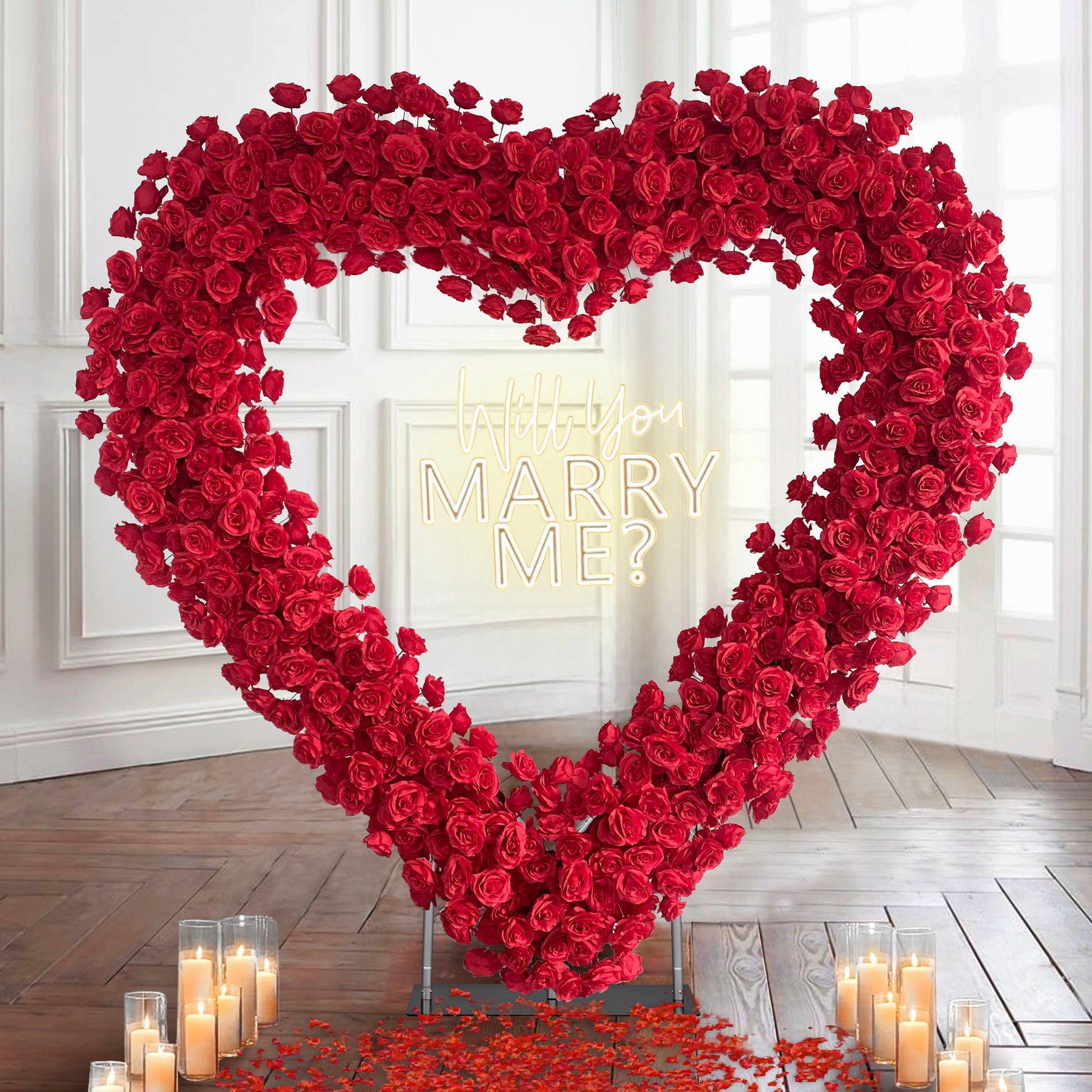 Aliflowers Pure Red Rose Heart Arch for Wedding Stage & Party Backdrop ALFAH013