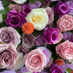 Purple silk rose flower wall backdrop for wedding events parties