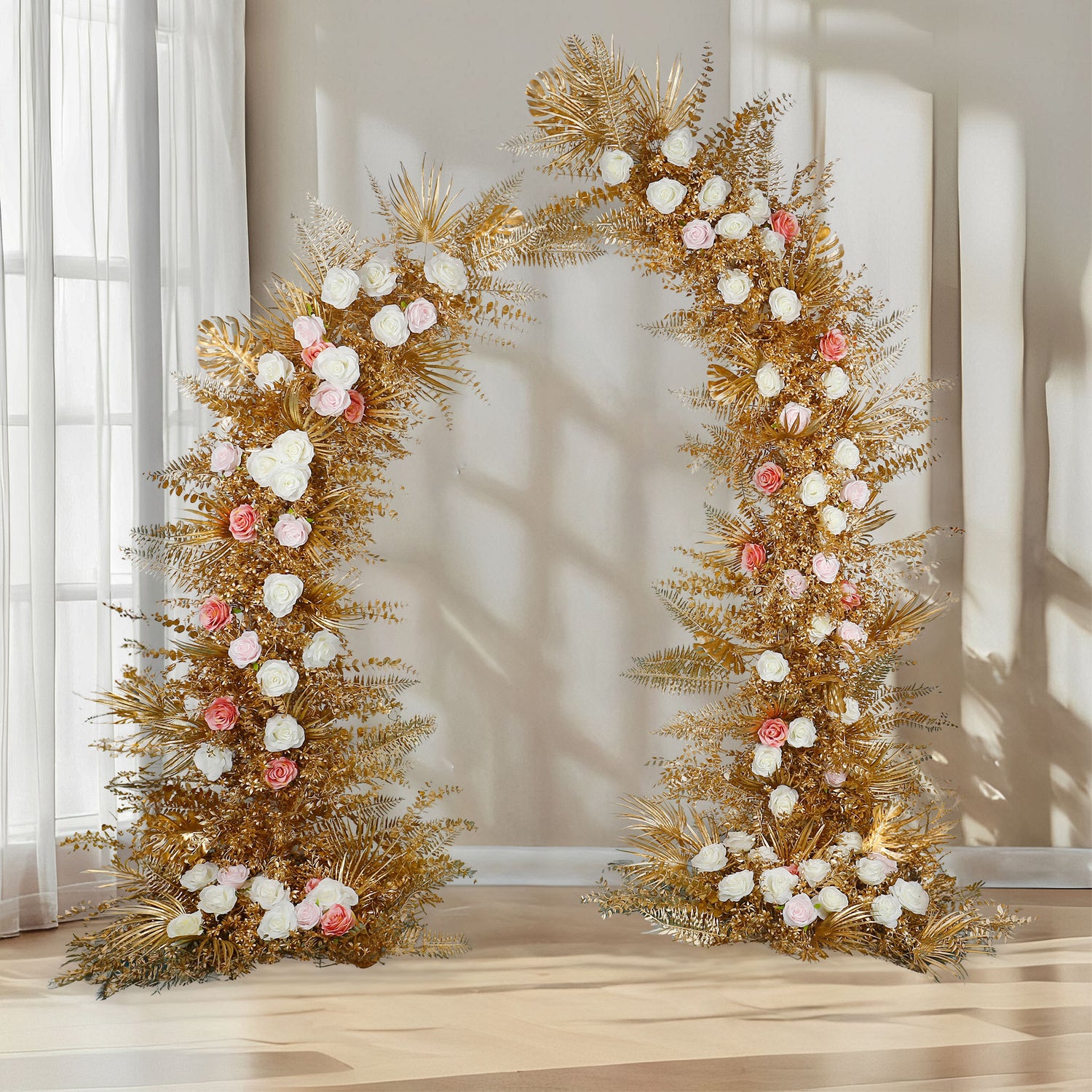 aliflowers-wedding-decoration-gold-horn-arch-flower-art-set