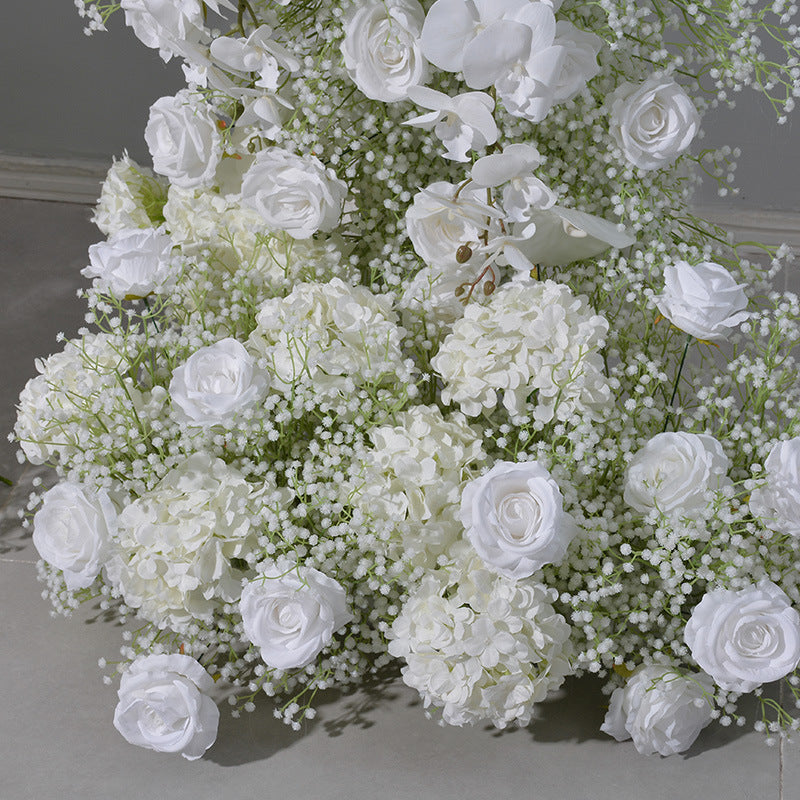 Aliflowers White Baby's Breath Rose Artificial Flower Column KT Background Wedding Decoration ALFKT006