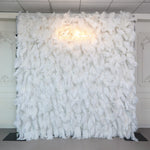 Aliflowers White Feather Wall Backdrop Wedding Decoration Roll Up Cloth White Ostrich Feather Wall ALFWL008