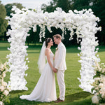 Aliflowers White Rose Fabric Floral Fabric Decoration Wedding Background Square Arch GM004