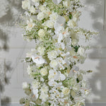 Aliflowers Elegant White Rose Floral Wedding Backdrop with Corner Arch Frame
