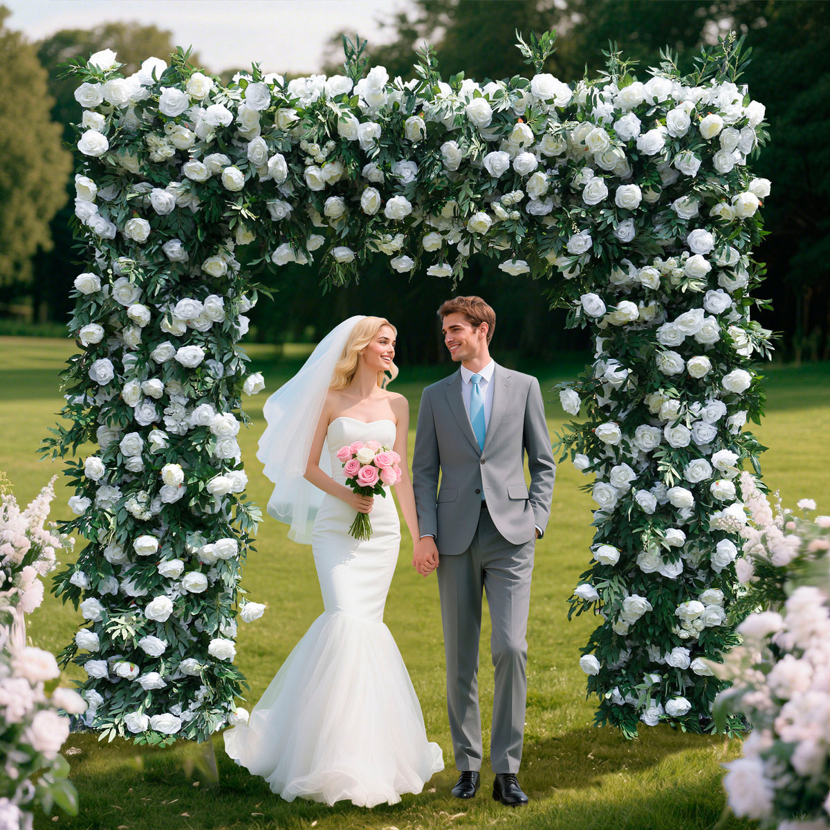 aliflowers-white-rose-green-leaf-floral-row-decor-wedding-backdrop-square-frame