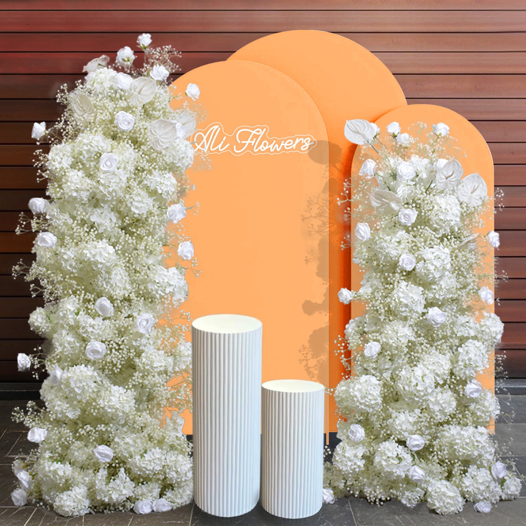 Aliflowers White Rose Orchid Baby's Breath Wedding Flower Arrangement ALFKT008