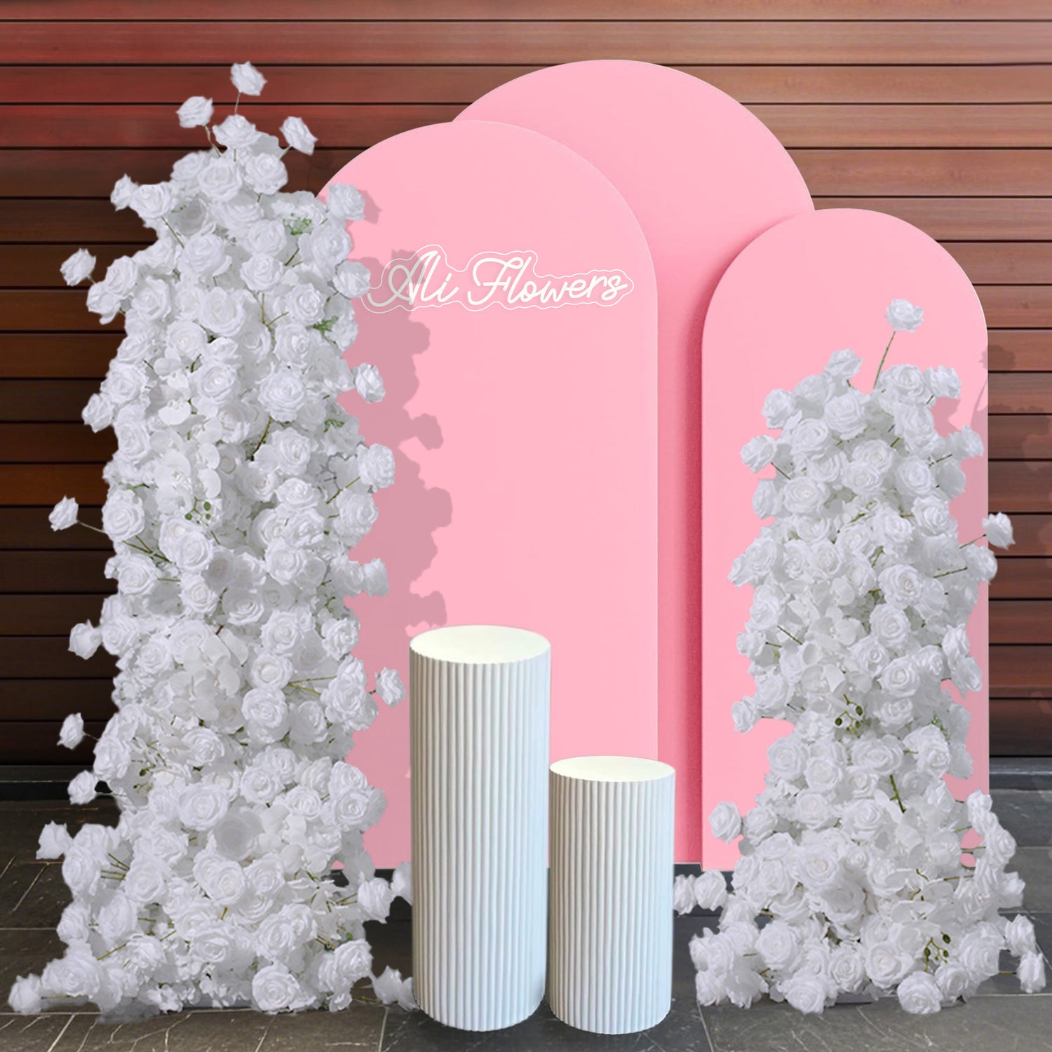 Aliflowers White Set Artificial Flower KT Background Board Suitable For Proposal Party Decoration ALFKT001