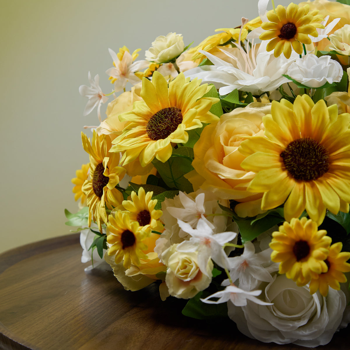 Yellow sunflower artificial silk flower ball table decoration