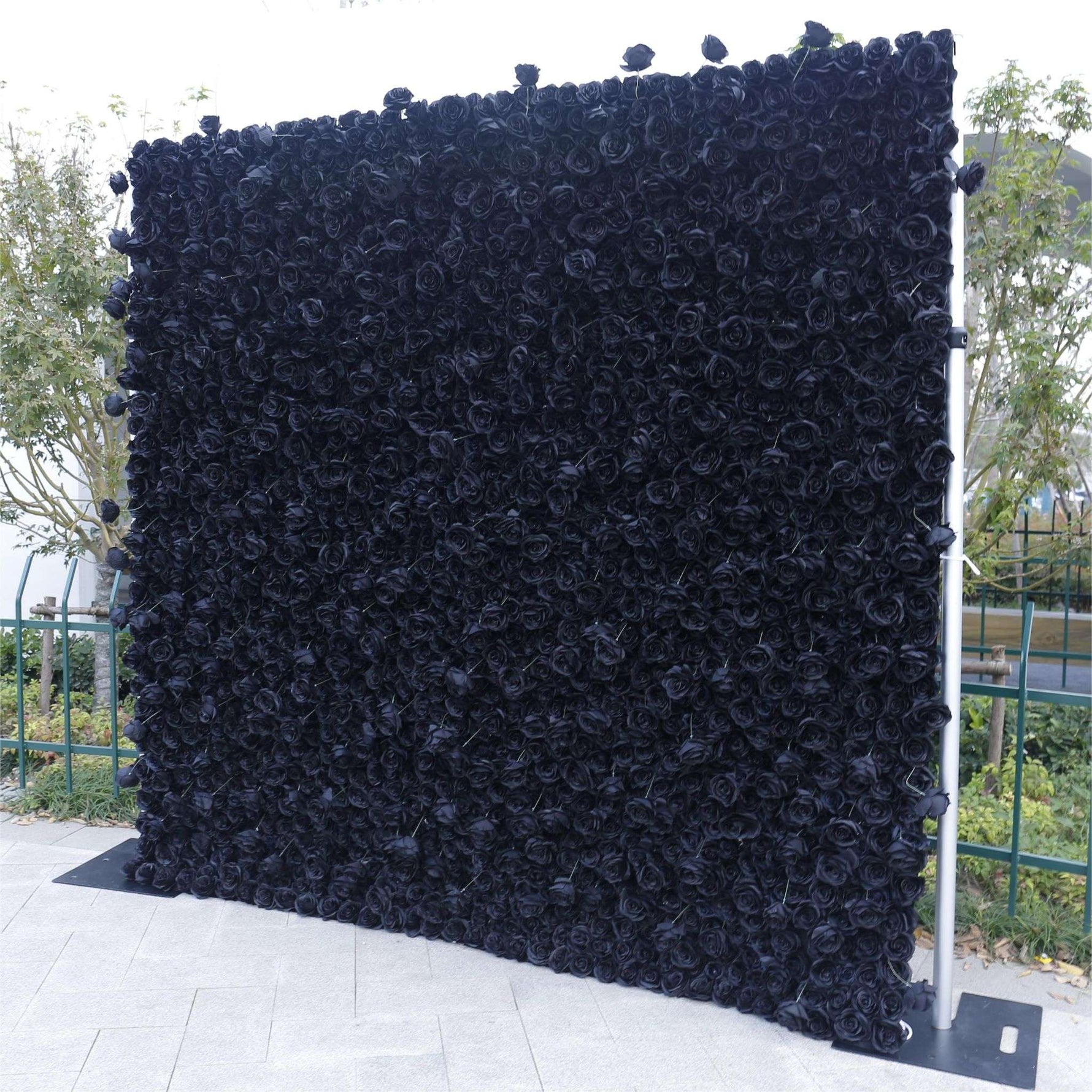 Aliflowers Black Rose Roll up Fabric Artificial Flower Wall ALFWL079 - Ali Flowers