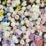 Aliflowers 5D Blue And Pink Rose And Hydrangea Floral Wall Backdrop, Suitable for Wedding Decoration ALFWL199