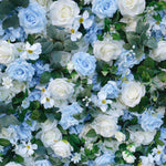 Aliflowers Blue Rose Roll up Fabric Flower Wall for Wedding ALFWL087 - Ali Flowers