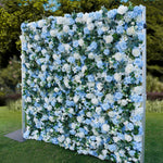 Aliflowers Blue Rose Roll up Fabric Flower Wall for Wedding ALFWL087 - Ali Flowers