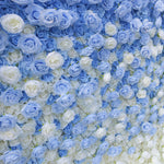 Aliflowers Blue Gradient 5D Flower Curtain Wall Cloth Wedding Backdrop ALFWL120 - Ali Flowers
