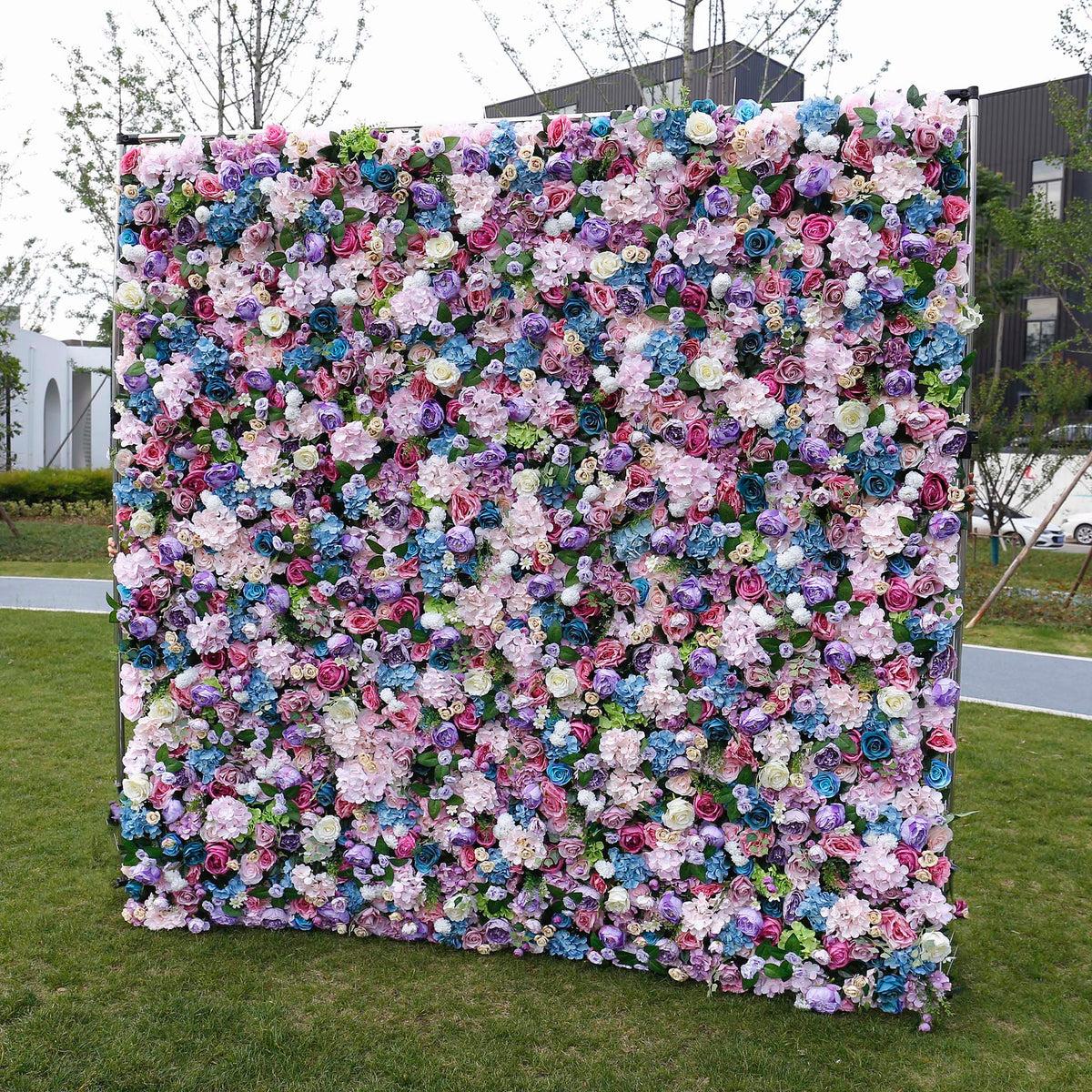 Aliflowers Violet Blue Roese Peony Flowering Wall Wedding Decor ALFWL055 - Ali Flowers