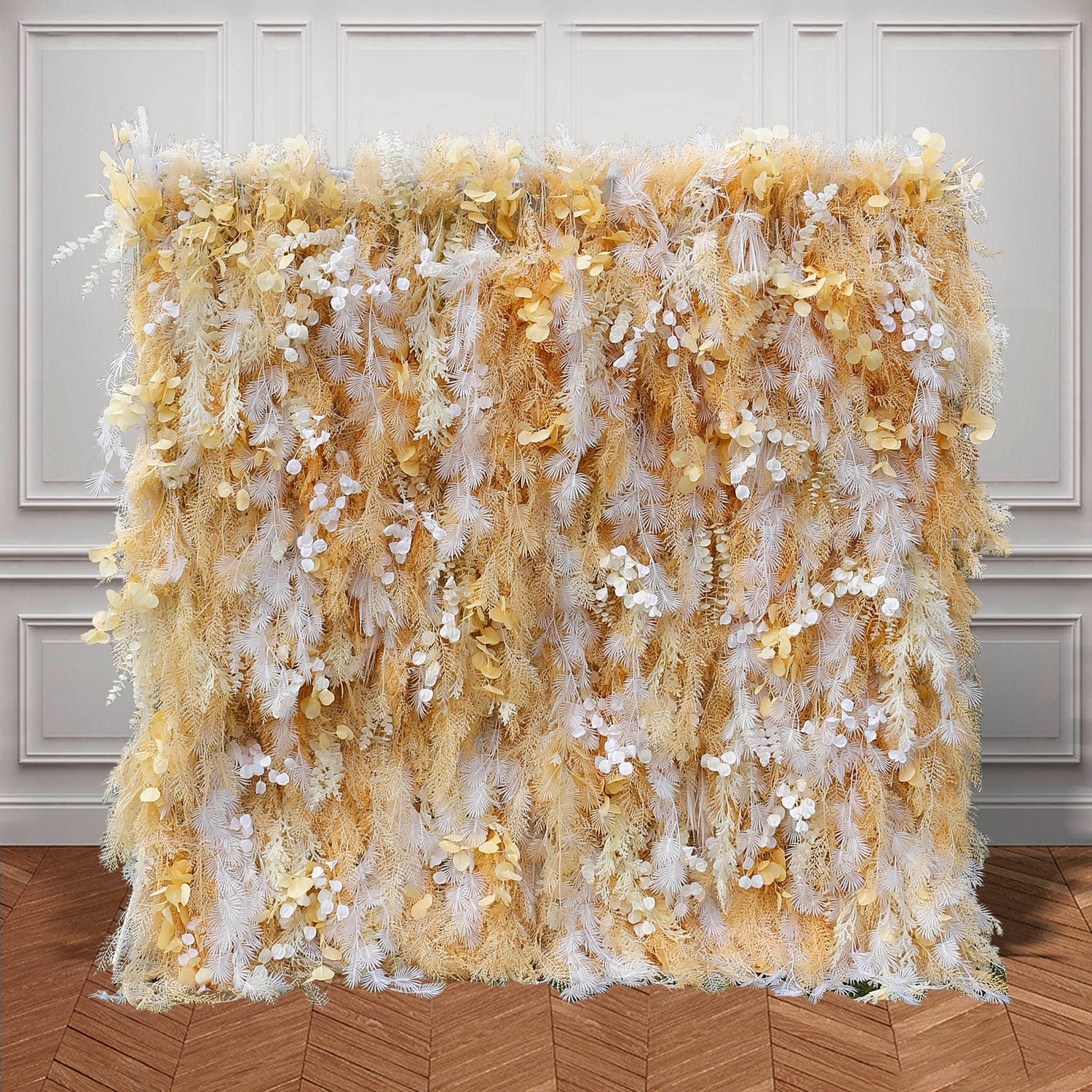Aliflowers Artificial Handmade Dried Yellow Pampas Grass Wall for Event Party Wedding Backdrop Decor Prop ALFWL128 - Ali Flowers