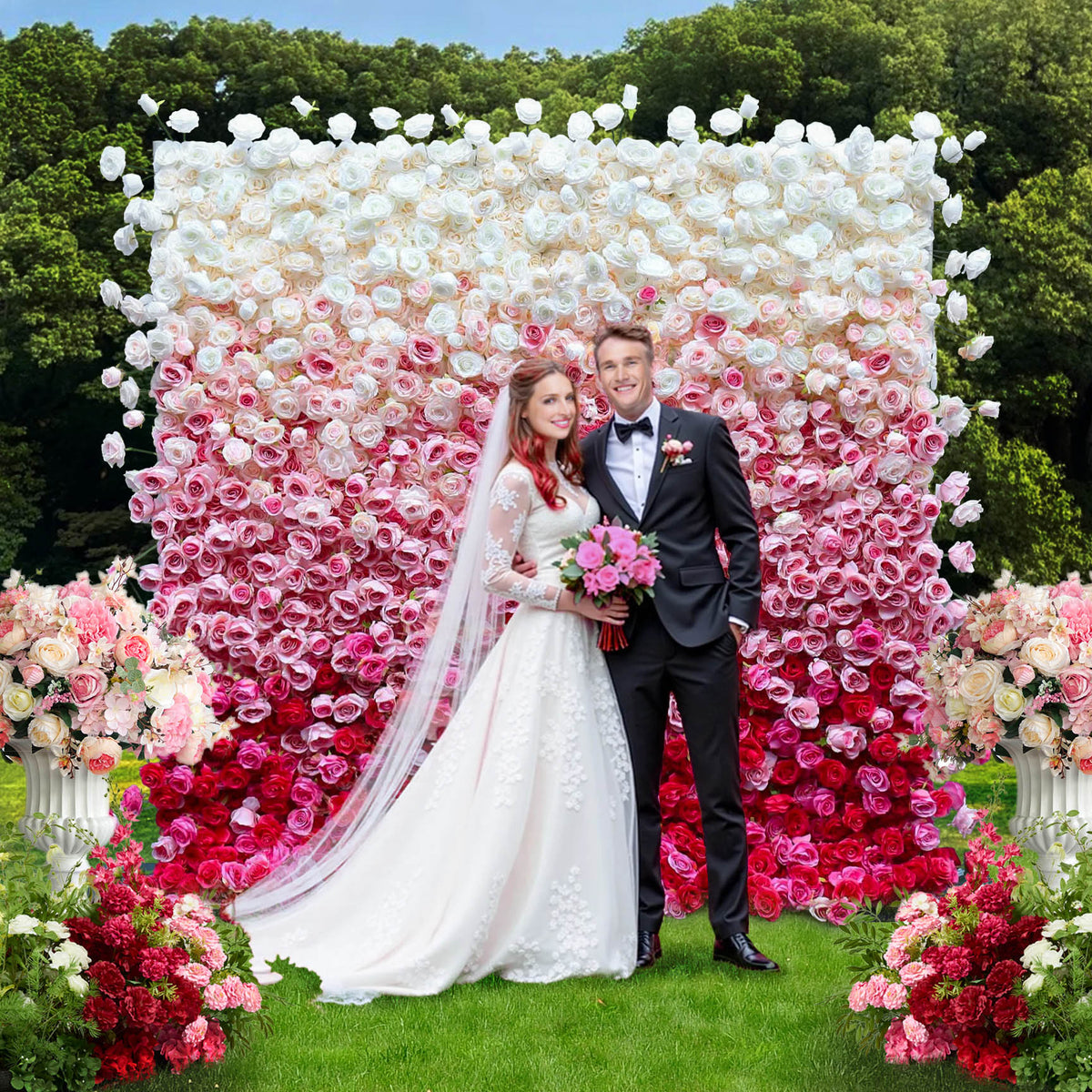 Ali Flowers 5D Gradient Color Artificial Simulation Flower Wall for Wedding Stage Decoration ALFWL018 - Ali Flowers