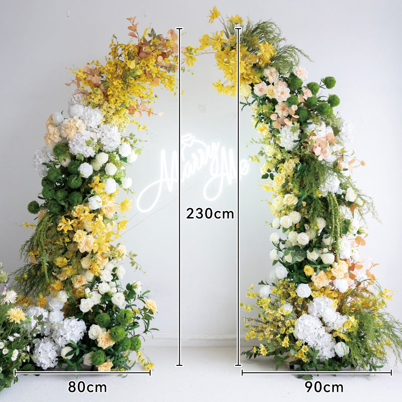 Aliflowers Yellow Garden Artificial Flower Horn Arch Wedding Backdrop Party Props Arrangement ALFAC021 - Ali Flowers