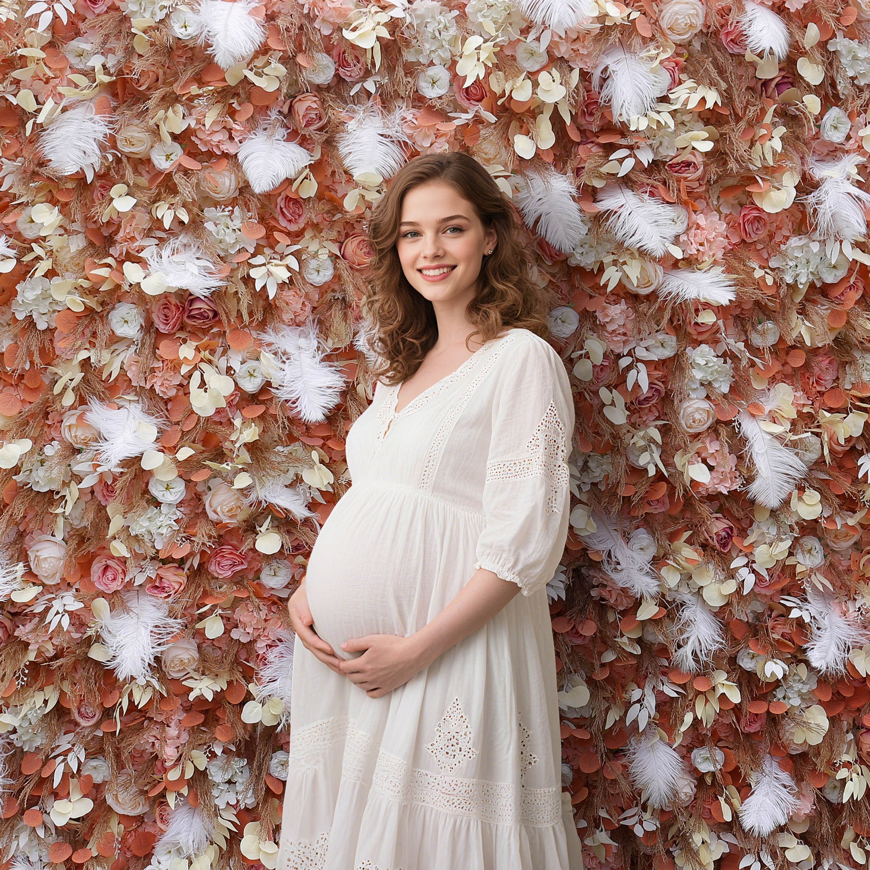 Aliflowers Gold Leaves with White Feather Wall Flower Arrangements Marriage Props ALFWL091 - Ali Flowers