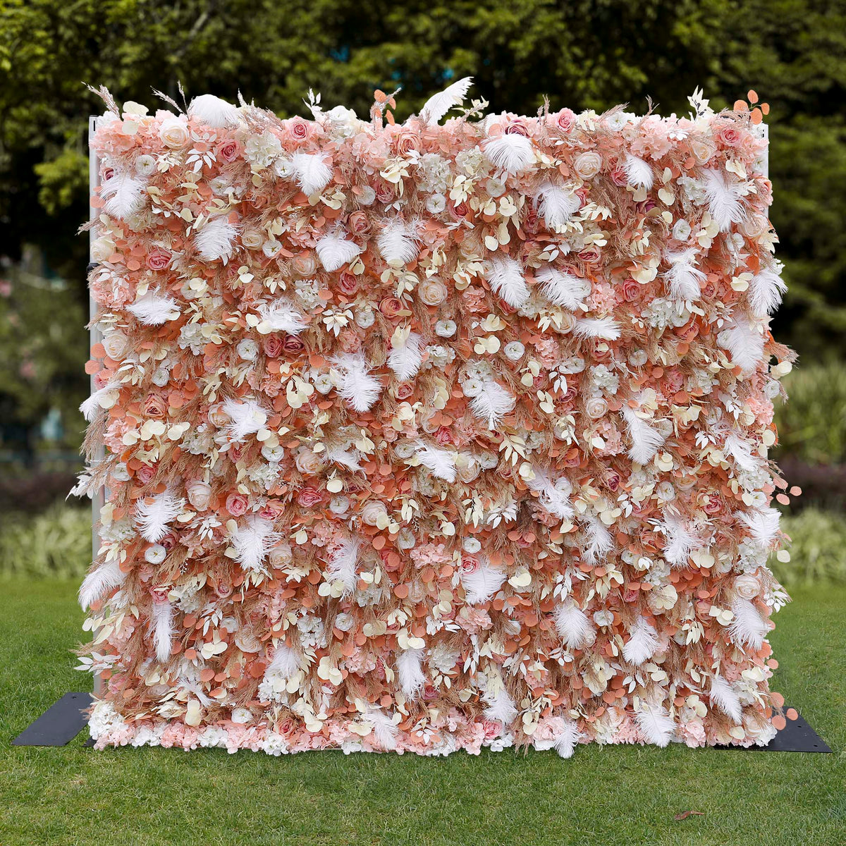 Aliflowers Gold Leaves with White Feather Wall Flower Arrangements Marriage Props ALFWL091 - Ali Flowers