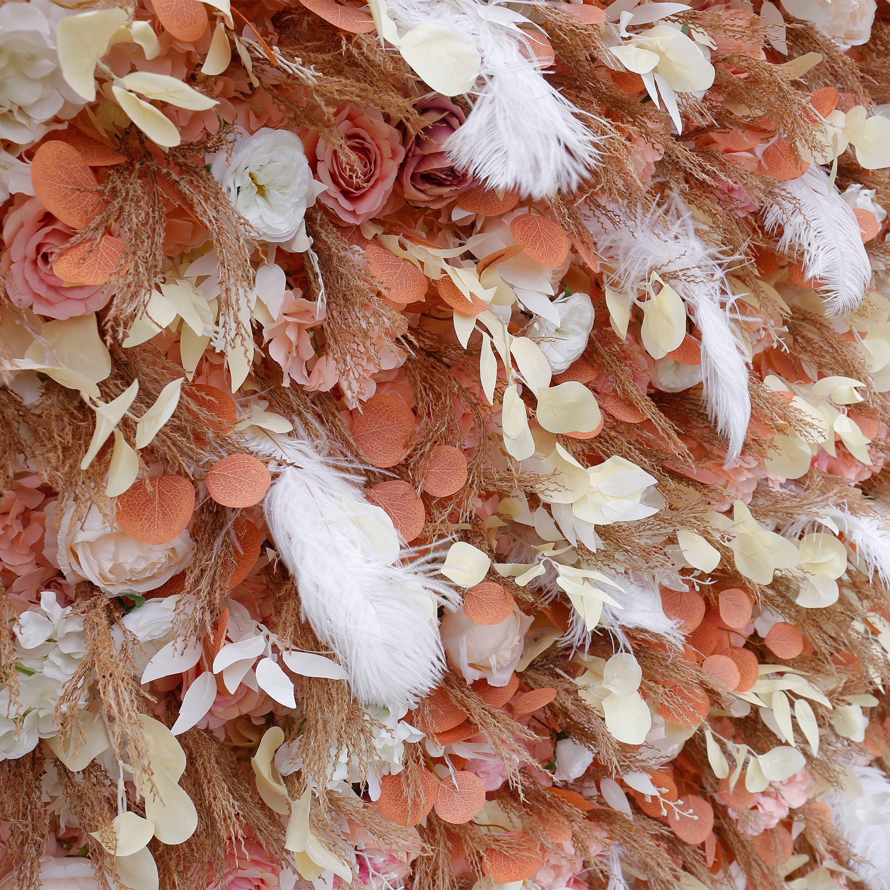 Aliflowers Gold Leaves with White Feather Wall Flower Arrangements Marriage Props ALFWL091 - Ali Flowers