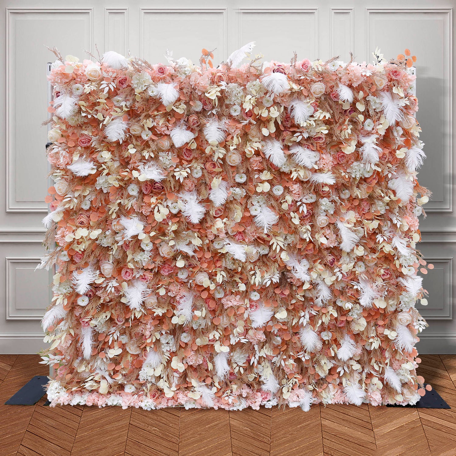 Aliflowers Gold Leaves with White Feather Wall Flower Arrangements Marriage Props ALFWL091 - Ali Flowers