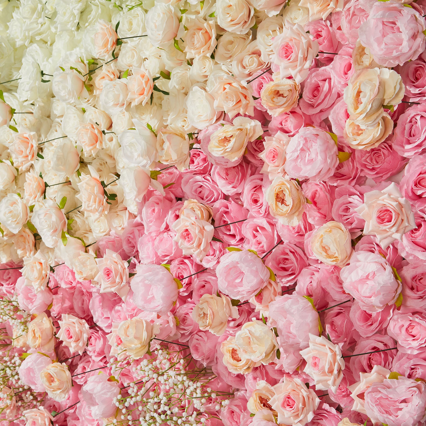 Gradient Colorful Rose & Hydrangea 5D Flower Wall with Babysbreath ALFWL150 - Ali Flowers