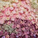 Gradient Colorful Rose & Hydrangea 5D Flower Wall with Babysbreath ALFWL150 - Ali Flowers