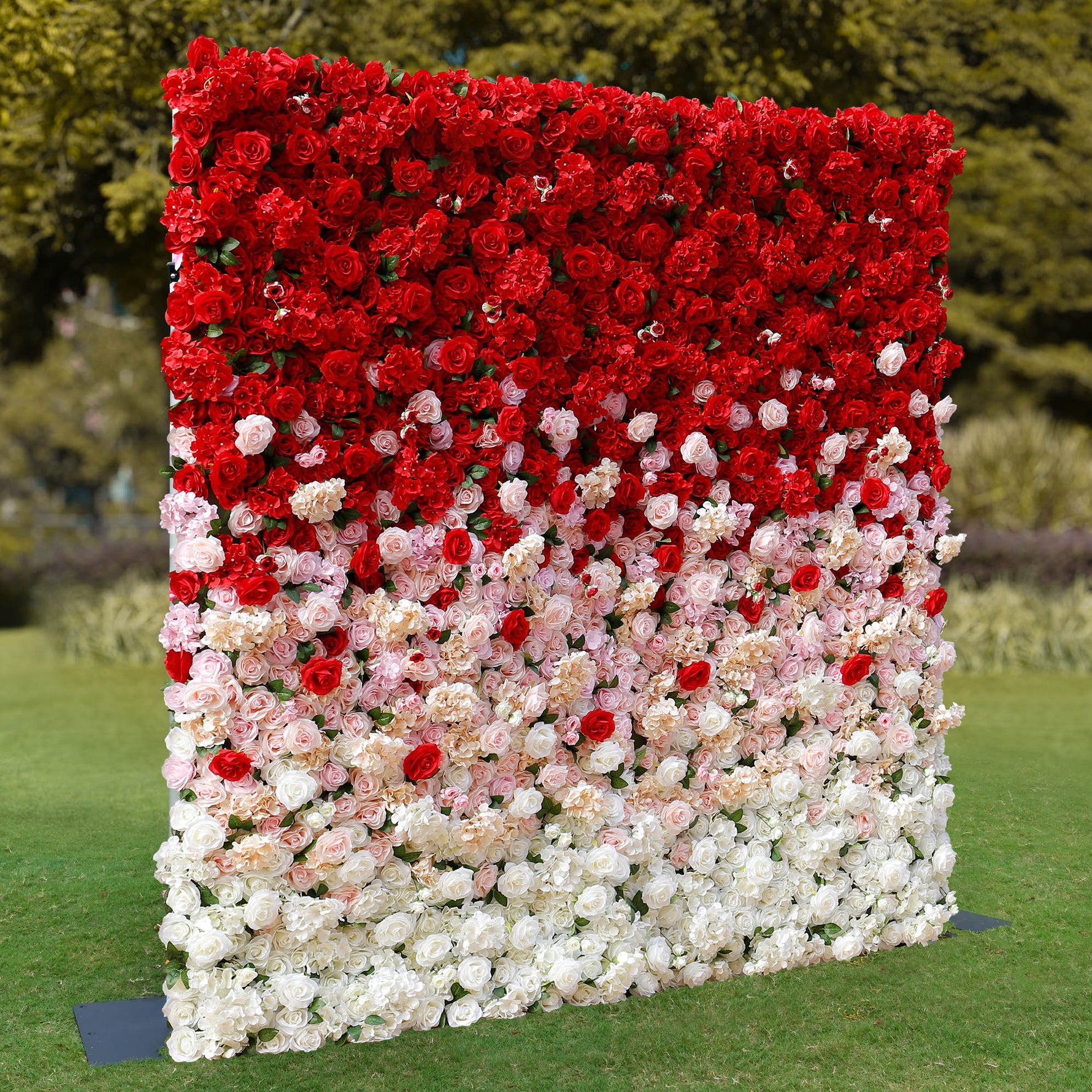 Aliflowers Gradient Artificial Flowers White to Red Wedding Wall Backdrop ALFWL111 - Ali Flowers