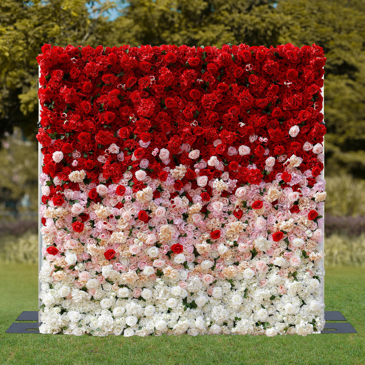 Aliflowers Gradient Artificial Flowers White to Red Wedding Wall Backdrop ALFWL111 - Ali Flowers