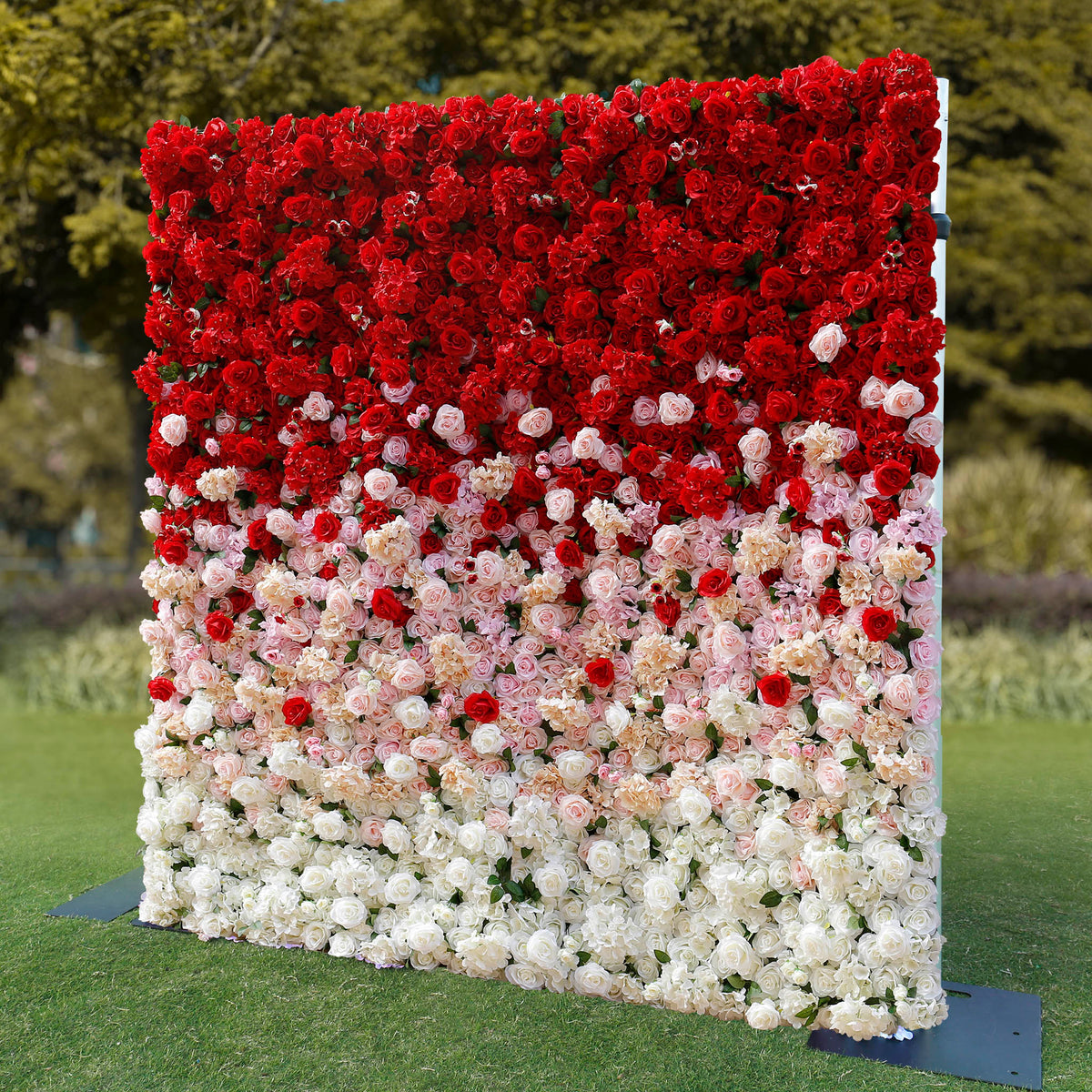 Aliflowers Gradient Artificial Flowers White to Red Wedding Wall Backdrop ALFWL111 - Ali Flowers