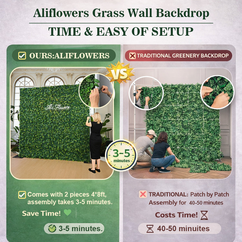 8*8ft Artificial Grass Wall Backdrop ALFWL151 - Ali Flowers