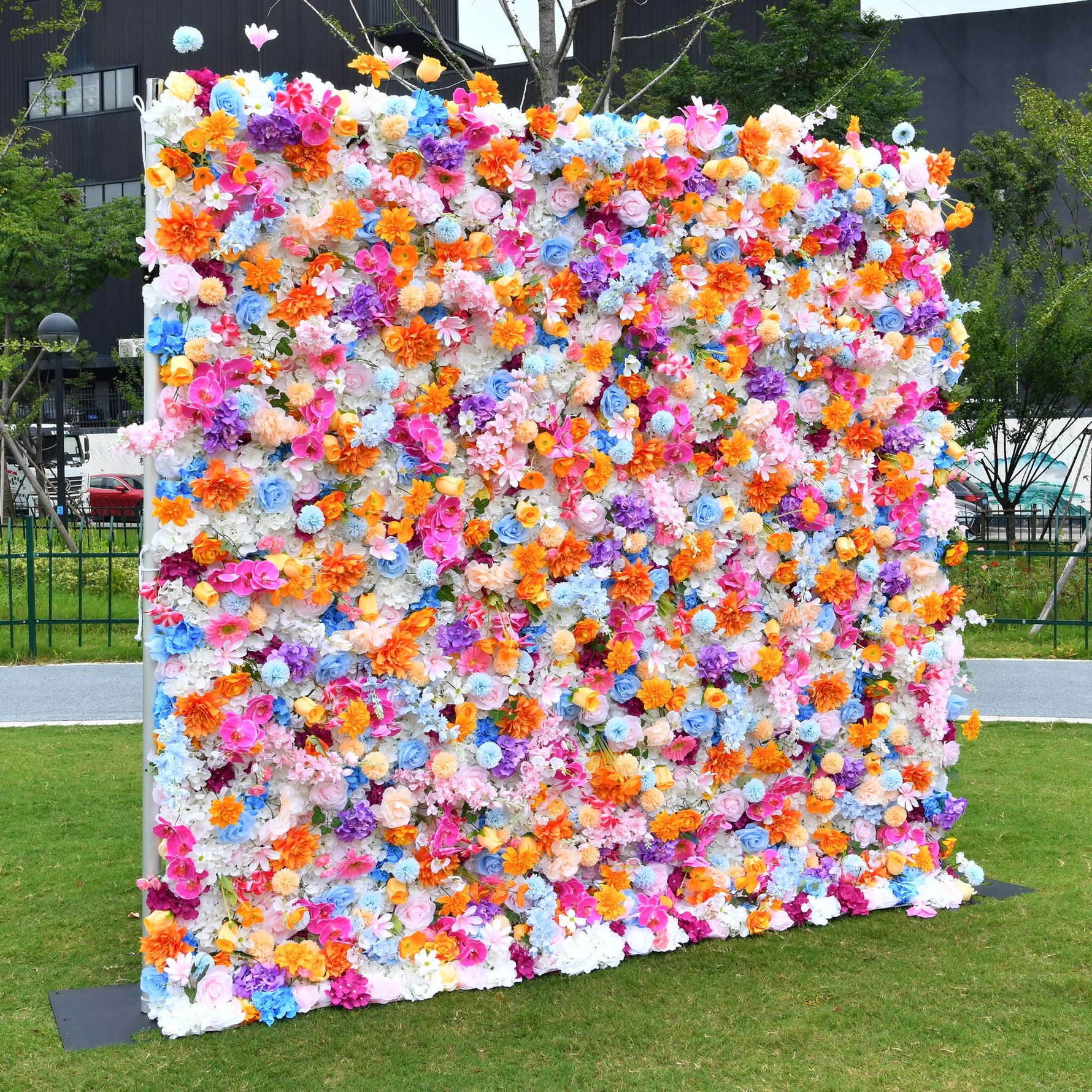 Aliflowers 5D Colorful Flowers Larkspur Artificial Flower Wall Swag ALFWL103 - Ali Flowers