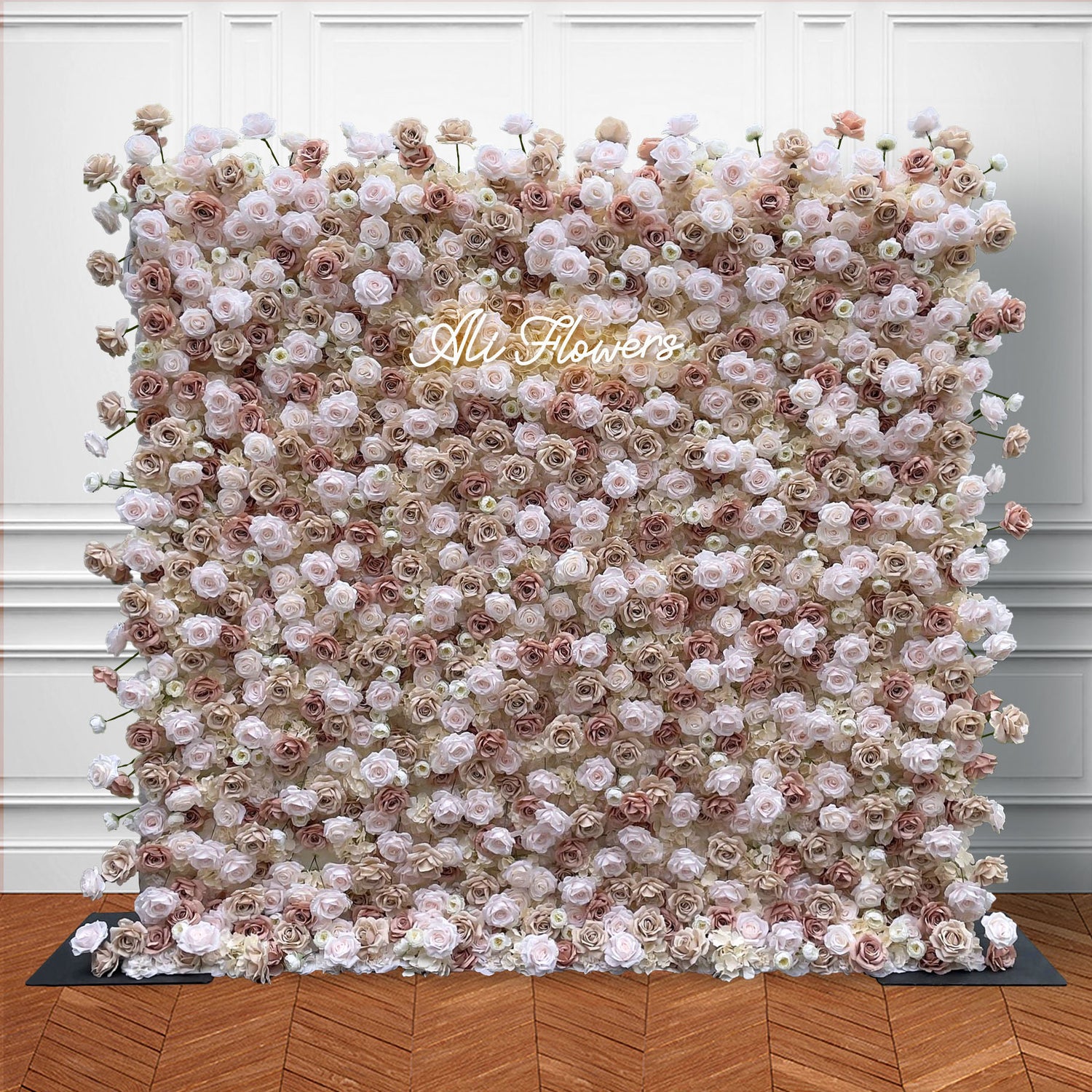 Ali Flowers 5D Light Brown Silk Flower Wall Backdrop for Wedding Event Party ALFWL019 - Ali Flowers