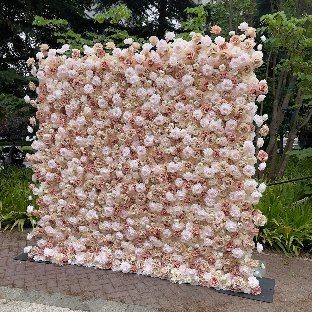 Ali Flowers 5D Light Brown Silk Flower Wall Backdrop for Wedding Event Party ALFWL019 - Ali Flowers