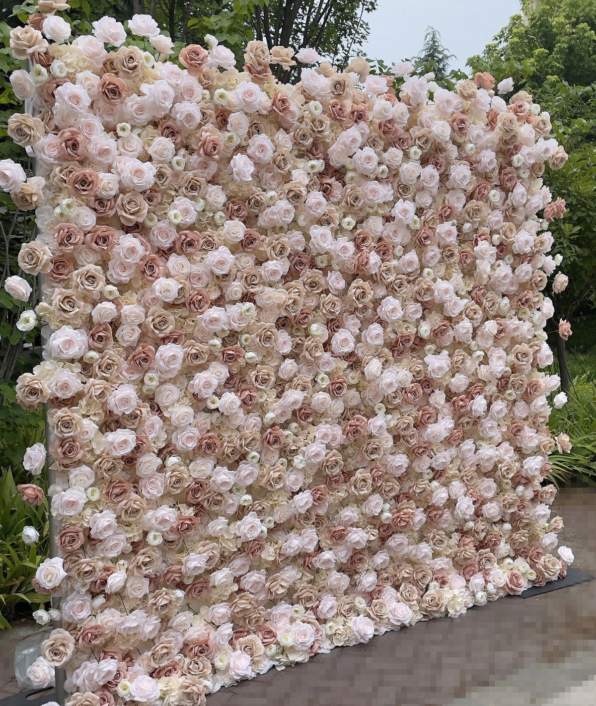 Ali Flowers 5D Light Brown Silk Flower Wall Backdrop for Wedding Event Party ALFWL019 - Ali Flowers