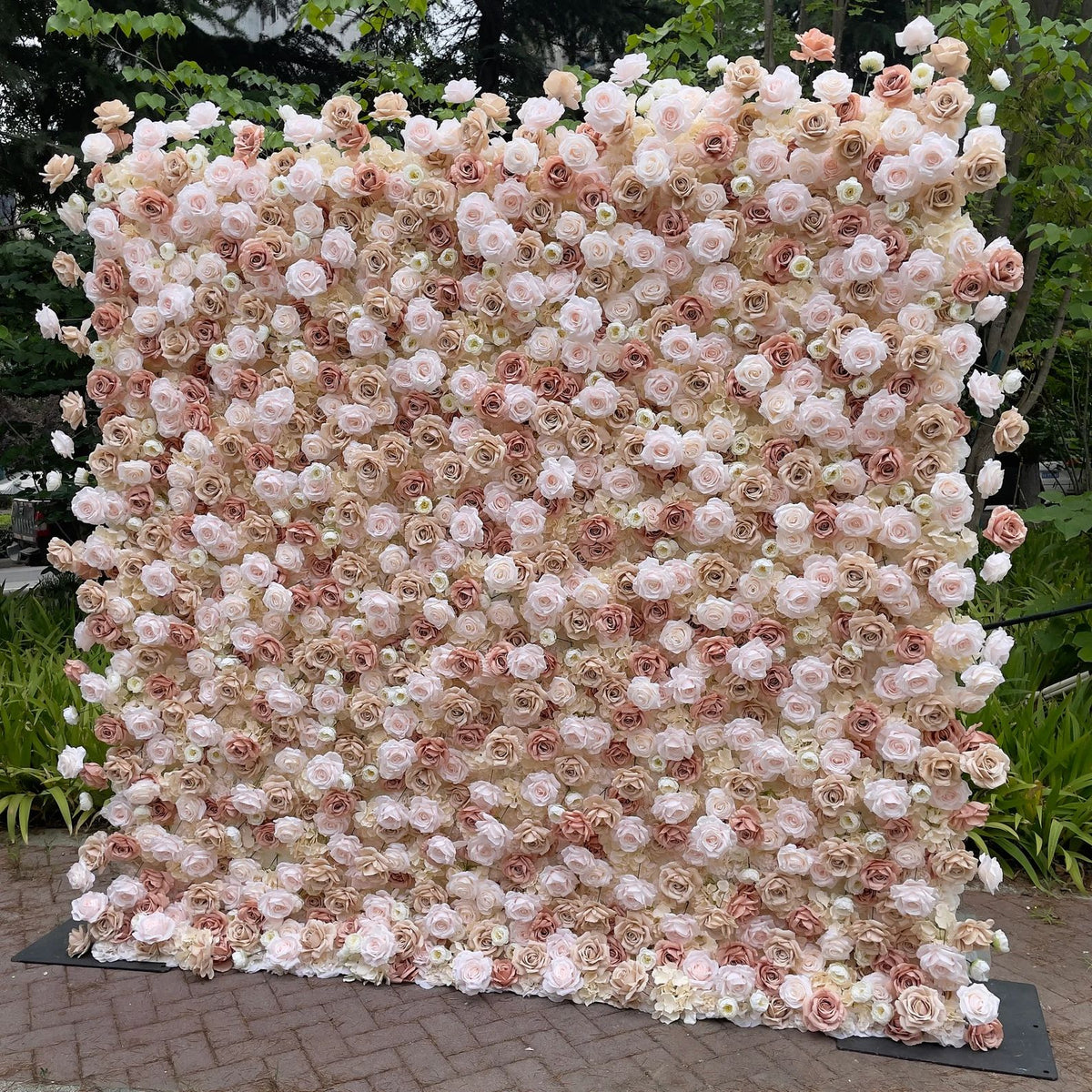Ali Flowers 5D Light Brown Silk Flower Wall Backdrop for Wedding Event Party ALFWL019 - Ali Flowers