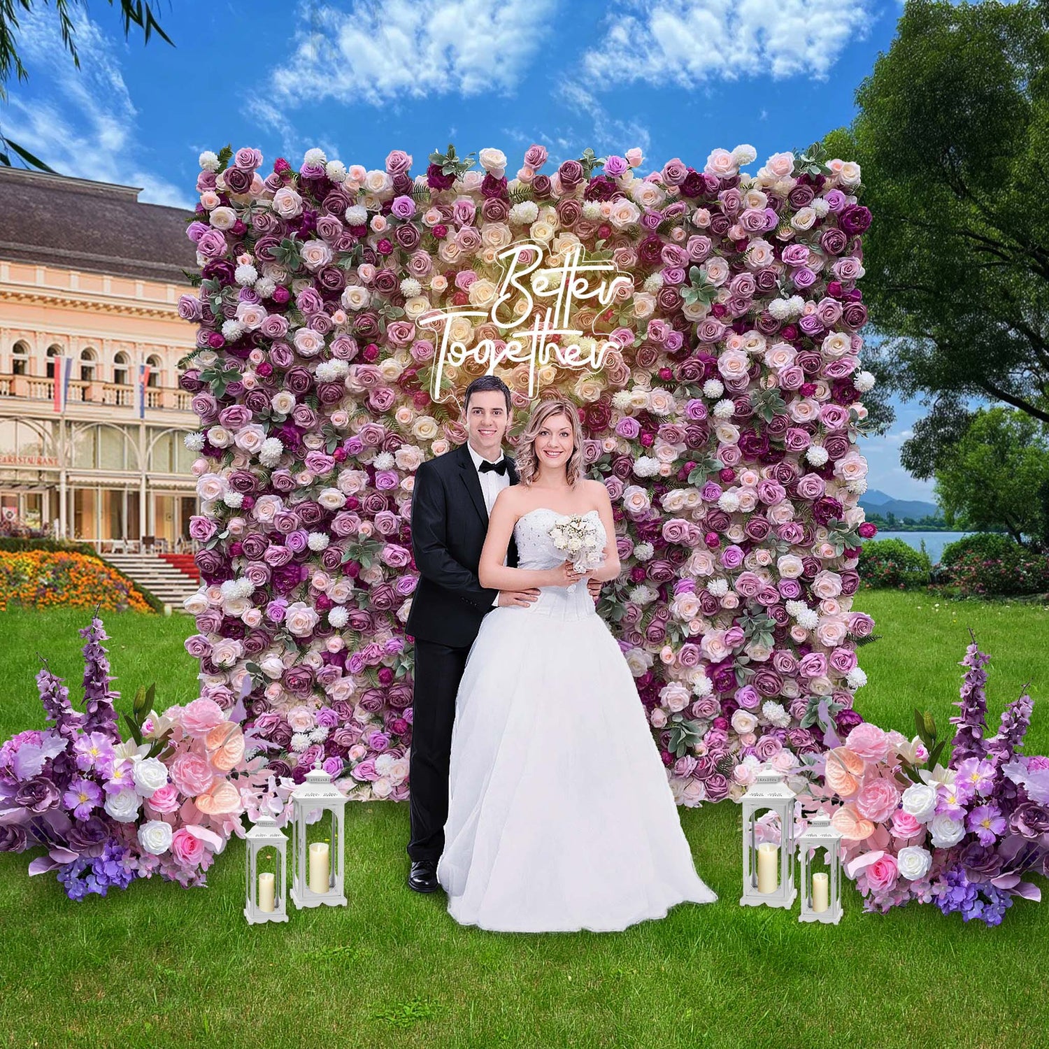 Ali Flowers 5D Lilac Bloom Flower Wall Wedding Backdrop Pink Rose Cloth Decoration ALFWL020 - Ali Flowers
