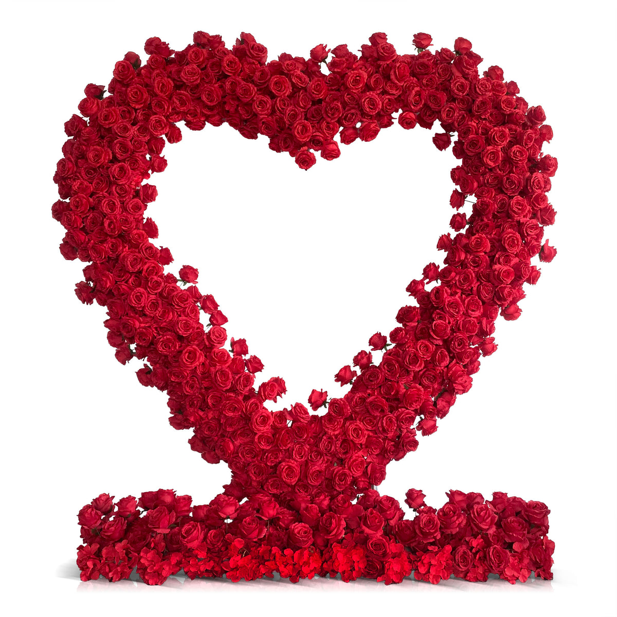 Aliflowers Luxurious Red Rose Floral Heart-Shaped Arch Proposal Backdrop ALFAH018