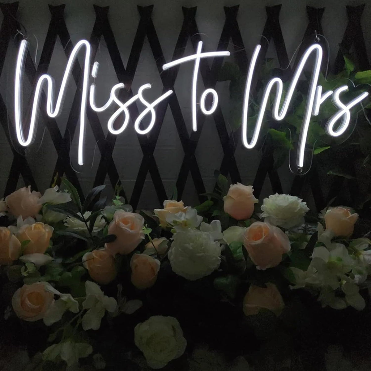 22 inches Miss To Mrs Neon Sign LED Dimmable Wedding Light Up Signs Wall Decor for Wedding Party Proposal Decor - Ali Flowers