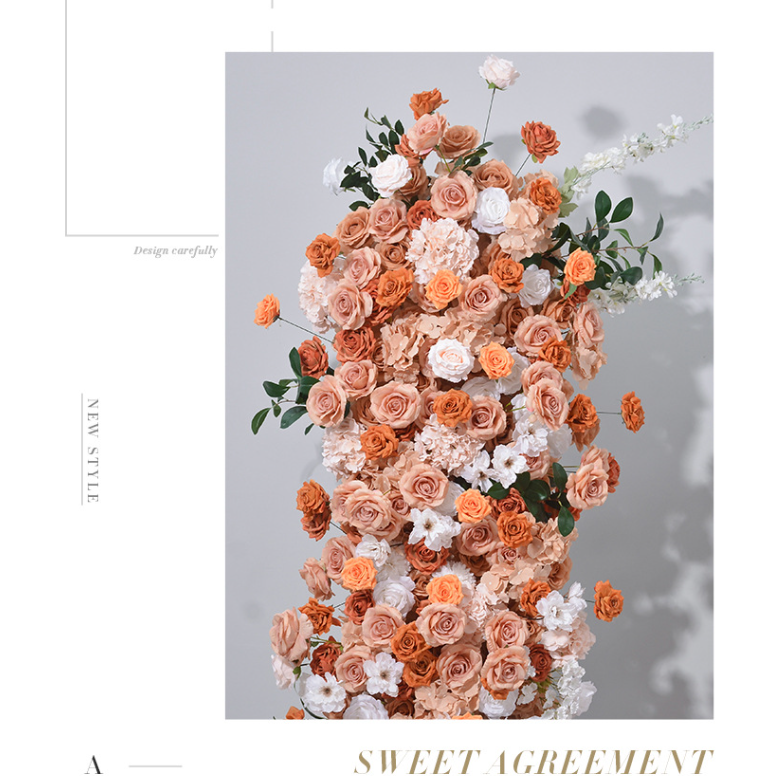Aliflowers Orange Rose Hydrangea Wedding Background Flower Arrangement Party Arch ALFKT005