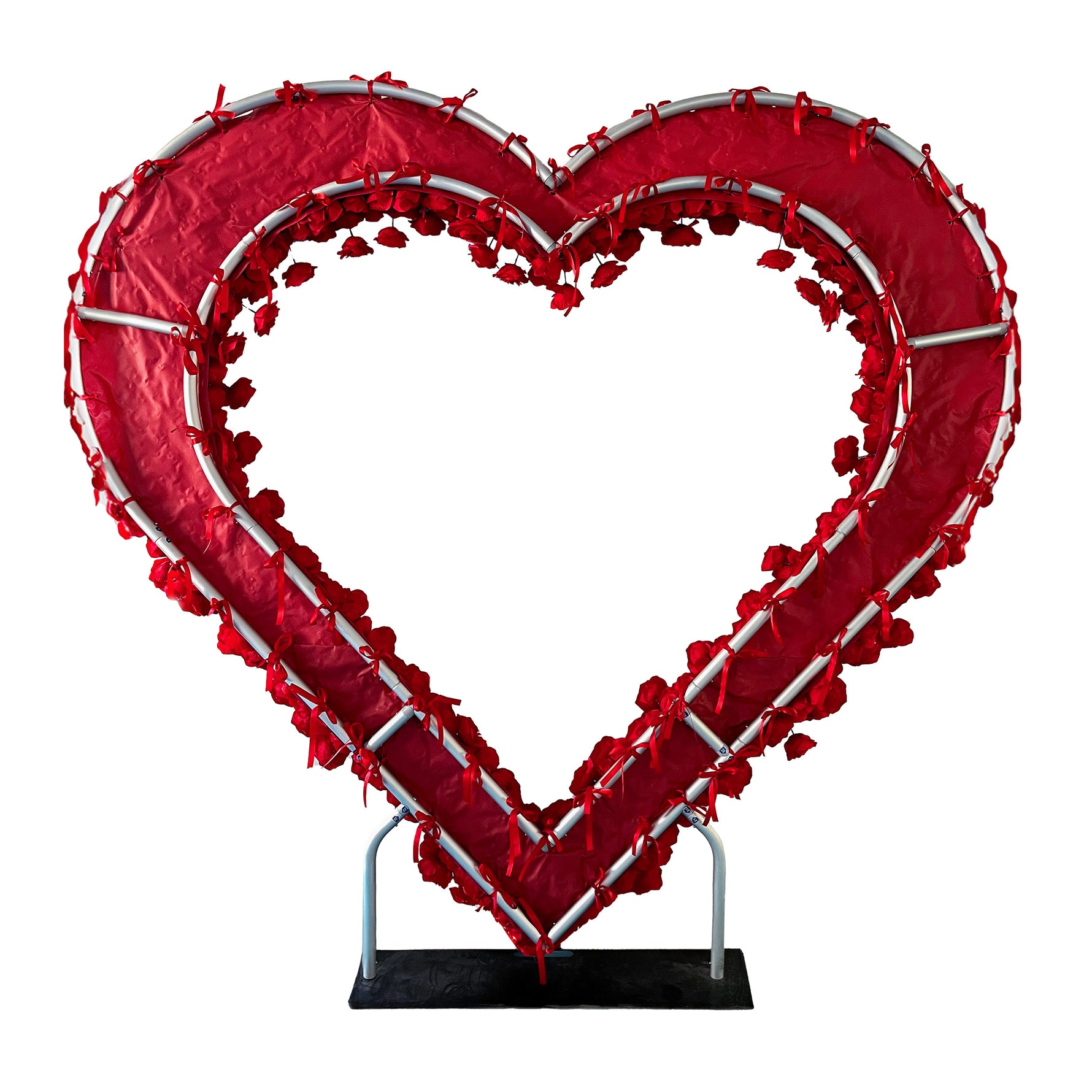 Aliflowers Outdoor Wedding Red Rose Heart-Shaped Arch Background Party Stage Decoration Flower Stand ALFAH013