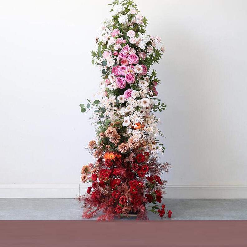 Aliflowers Gradient Color Series Pampas Grass Row Runner Wedding Backdrop Horn Arch Decor Rose Orchid Leaves Flora ALFAC015 - Ali Flowers