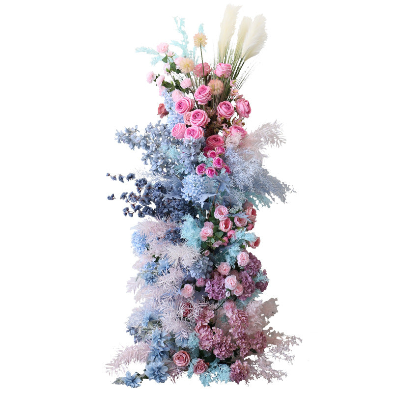 Aliflowers Gradient Color Series Pampas Grass Row Runner Wedding Backdrop Horn Arch Decor Rose Orchid Leaves Flora ALFAC015 - Ali Flowers