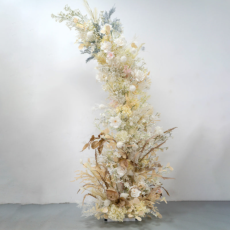 Aliflowers Early Fall Series Light Yellow Flowers Baby's Breath Wedding Horn Arch ALFAC017 - Ali Flowers