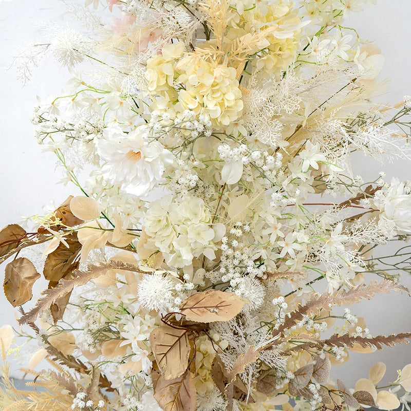 Aliflowers Early Fall Series Light Yellow Flowers Baby's Breath Wedding Horn Arch ALFAC017 - Ali Flowers
