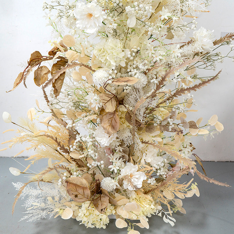 Aliflowers Early Fall Series Light Yellow Flowers Baby's Breath Wedding Horn Arch ALFAC017 - Ali Flowers
