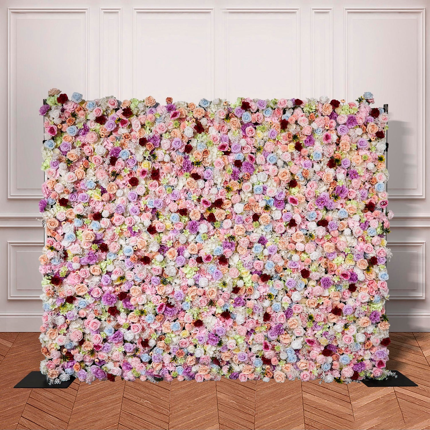 Aliflowers 5D Pastel Paradise Rolling Up Cloth Flower Wall | Vibrant Roses & Soft Blooms - Ali Flowers