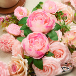 Pink rose wedding flower box with stems